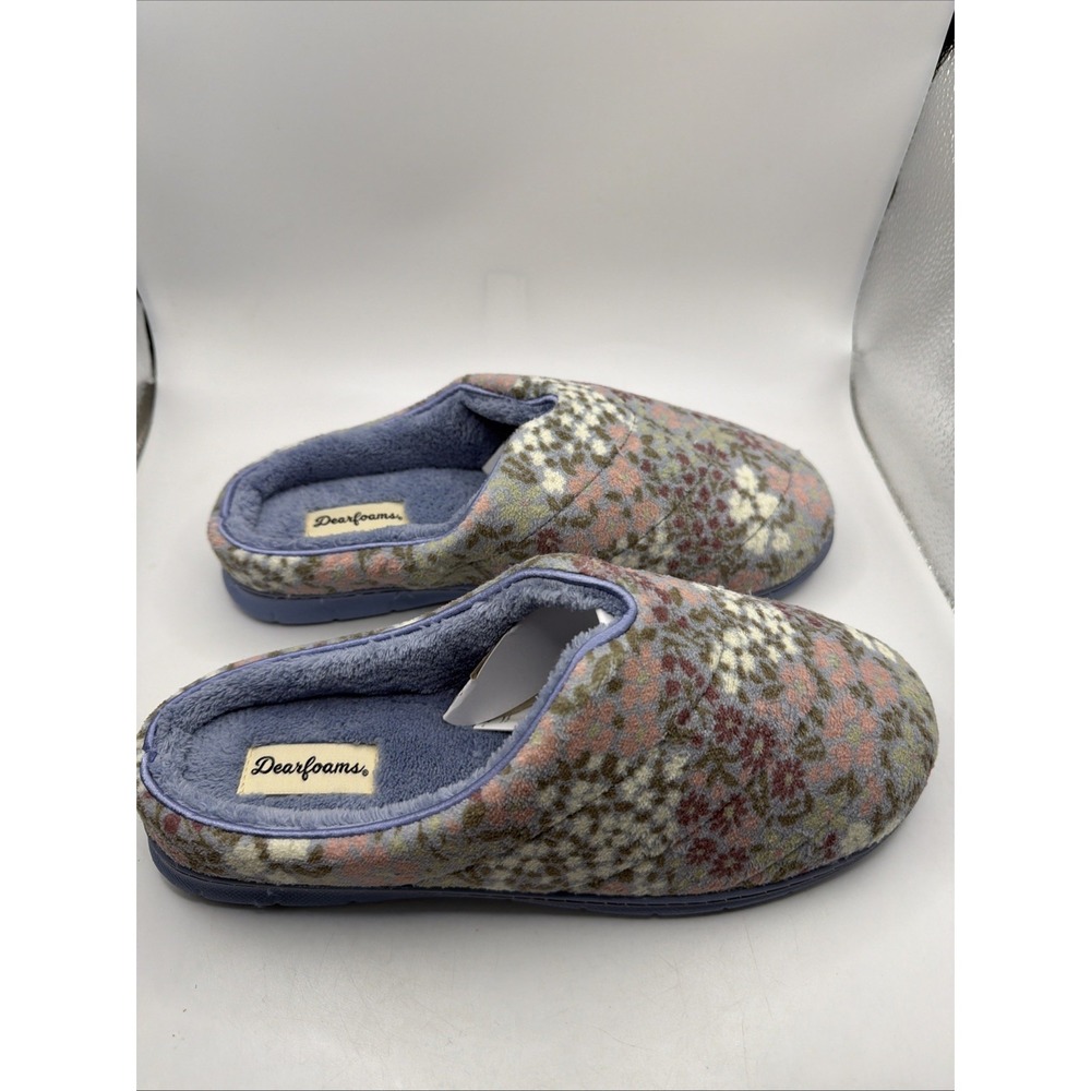 Dearfoams Women's Floral Indoor/Outdoor Slippers Large US 9-10 UK7-8 EU 40-41